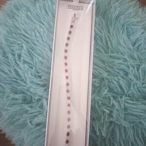 Piatella  bracelet clear & red rhinestones in silver! 7.25" New in sealed box!